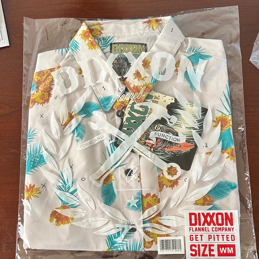 DIXXON Men's Tropical Floral Shirt - White, Blue, Orange Brand New